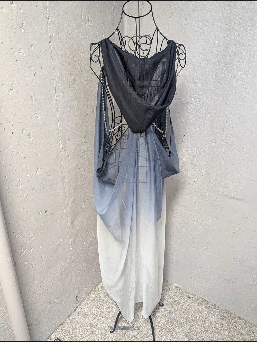 Fantasy Ombre Blue Pearl Detail Cape. Costume - Ren Faire - Halloween
